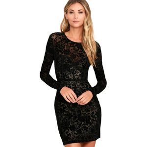 Lulu's Cor-Set To Go Black Burnout Velvet Print Dress